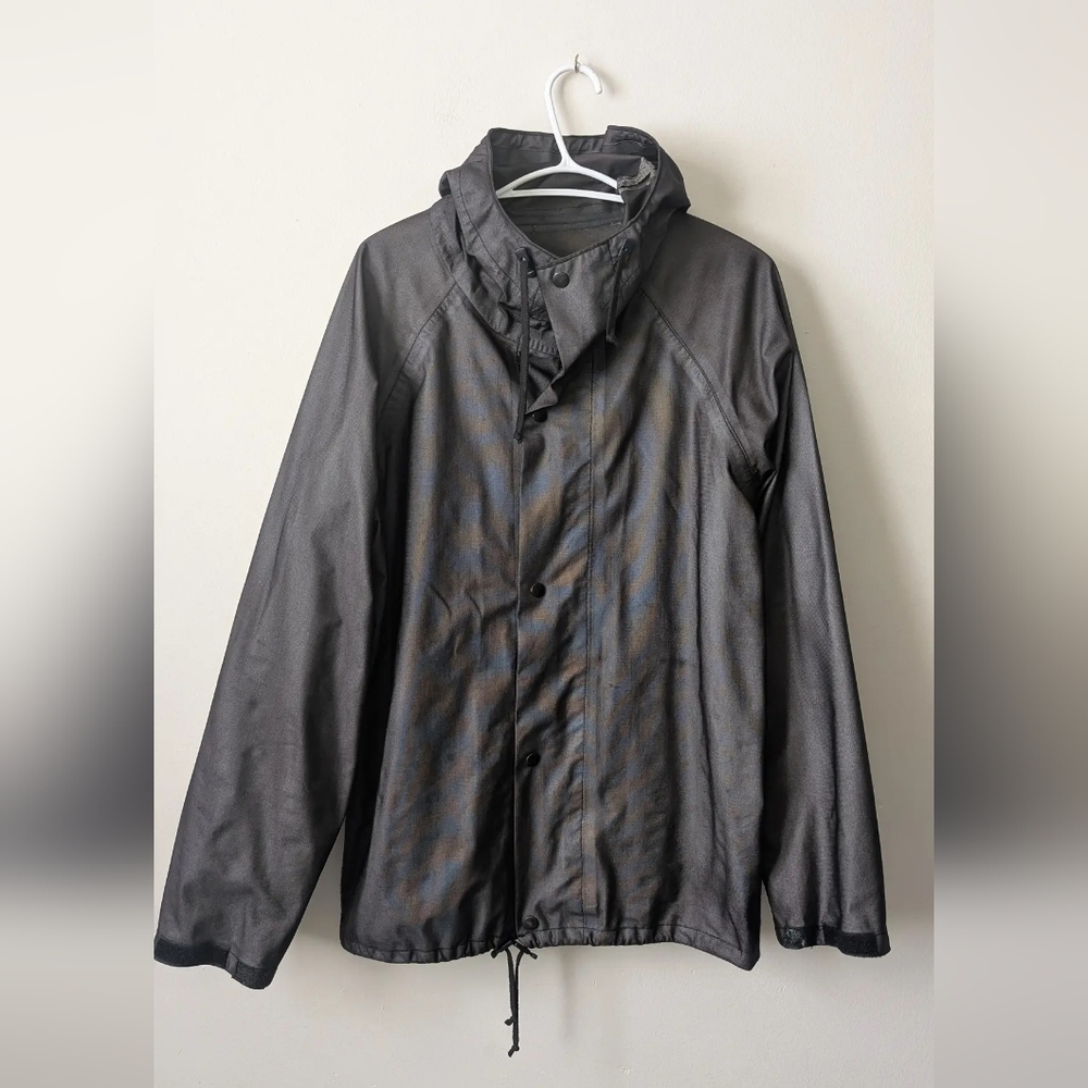 Men's Hooded Rain Jacket - Metallic Dark Charcoal